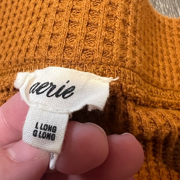 Aerie Waffle Knit Wide Leg Flare Pants in Rust Pull On Loungewear Comfy Cozy - Picture 6 of 7